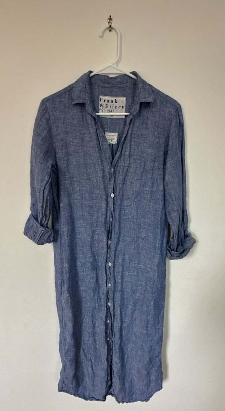 Frank & Eileen Rory Maxi Shirtdress Size XS Famous Blue Linen